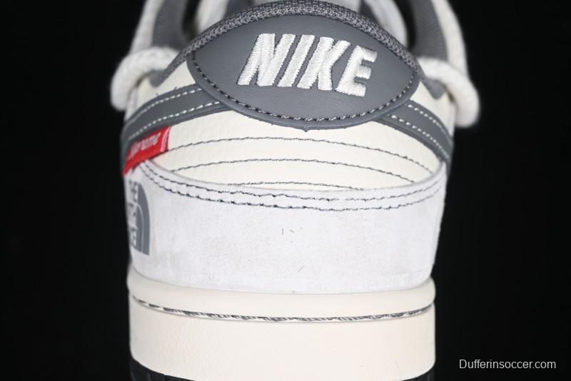 Nike SB Dunk Low The North Face x Supreme Collaboration Light Gray Hook Anniversary Custom Low-Top Casual Skate Shoes - YX5066-230