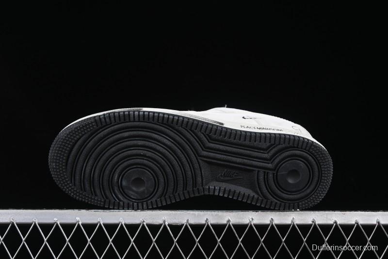 Nike Air Force 1 '07 Low Grey Pig Suede Graffiti Casual Sneakers - DF0188-035