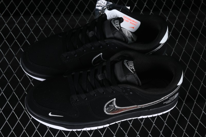 Nike SB Dunk Low The North Face Collaboration Black Warrior Silver Swoosh Anniversary Custom Low-Top Skate Shoes - KK1333-024