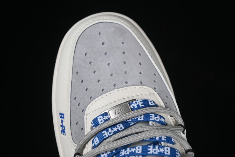 Nike Air Force 1 '07 Low Bape Collaboration Beige Blue Gum Pull Tab Casual Sneakers - SJ1198-112