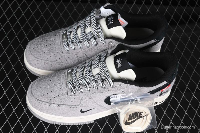 Nike Air Force 1 '07 Low Stussy Collaboration - Suede Grey Low-Top Casual Sneakers - SJ6698-018