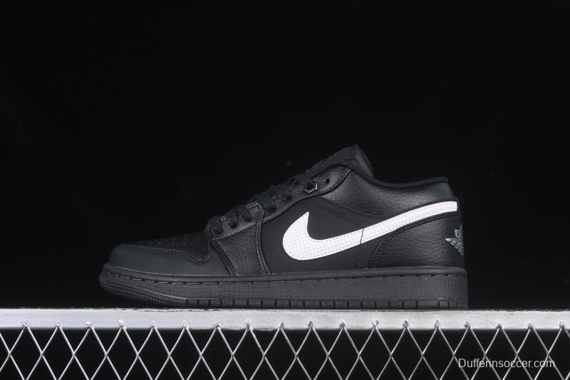 Nike Air Jordan 1 Low AJ1 Basketball Shoes in Black and White Canvas and Leather - HV5968-001