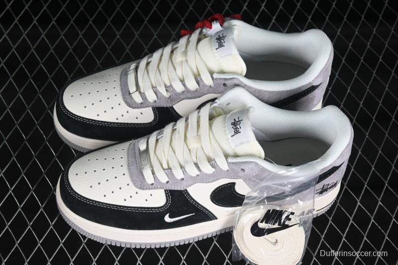 Nike Air Force 1 '07 Low Stussy Collaboration Black Grey Patchwork Low-Top Casual Sneakers - XZ6188-363