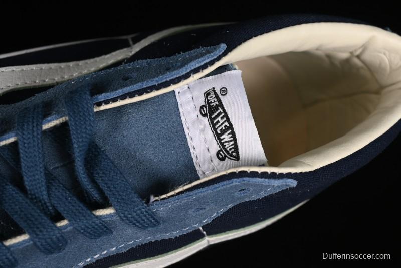 Vans Sk8-Mid Reissue 83 High-End Retro Skate Shoes with Blue Patchwork Suede - VN000CQQDWR