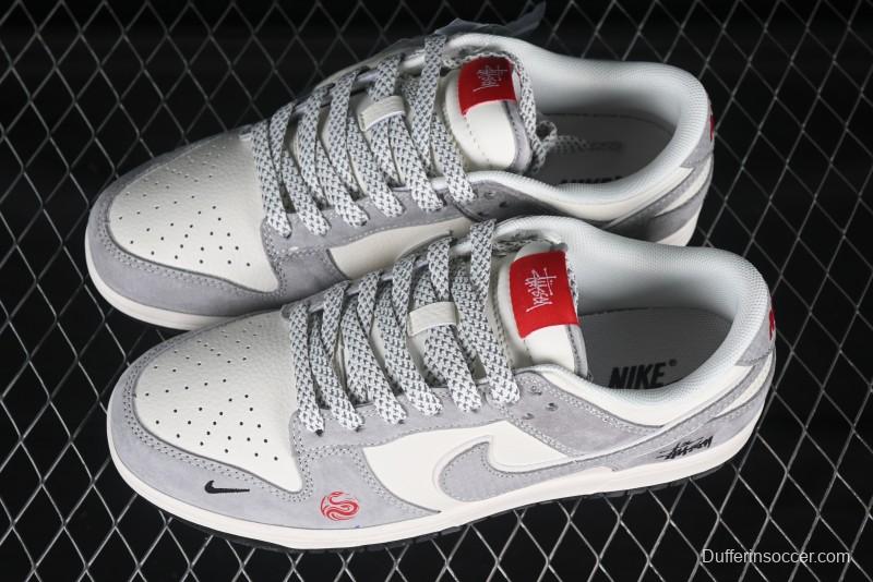 Nike SB Dunk Low Stussy Year of the Snake Limited Edition Grey Snake Swoosh Anniversary Custom Low-Top Casual Sneakers - XX3168-117