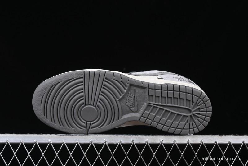 Nike SB Dunk Low The North Face Collaboration Double Swoosh Grey Pigskin Anniversary Edition Custom Low-Top Casual Skate Shoes - XX3168-009