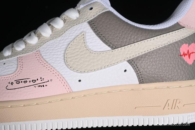 Nike Air Force 1 '07 Low Valentine's Day Limited Edition EKG Heartbeat Double Heart Design Casual Sneakers - TY0301-222