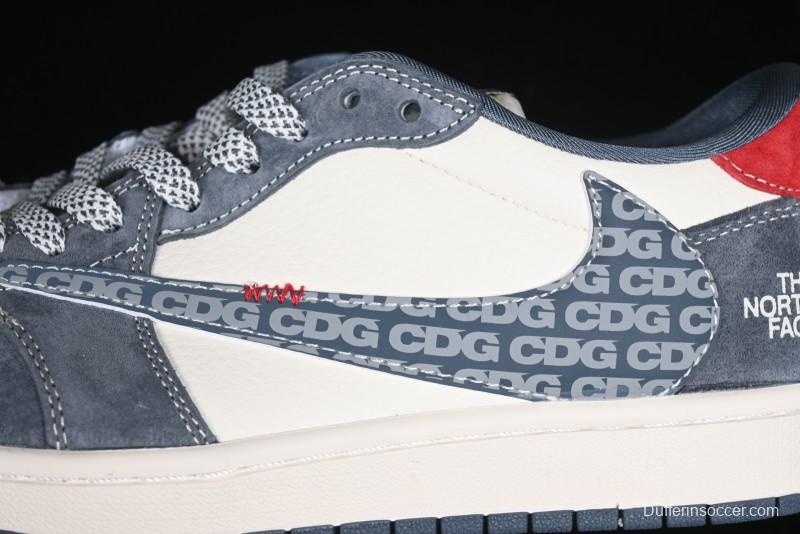 Nike Travis Scott x Fragment Design x Air Jordan 1 Low OG SP AJ1 CDG White Grey Low Top Casual Sneakers - DM9288-005
