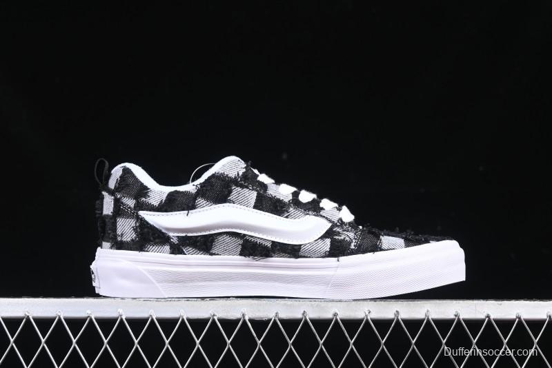 Vans Knu Skool Checkerboard Washed Denim Low-Top Casual Skate Shoes - VN000CS0239