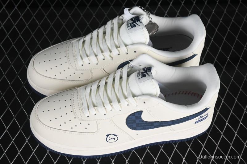 Nike Air Force 1 '07 Low Stussy Supreme Collaboration Checkerboard Beige Low-Top Casual Sneakers - DF0188-037