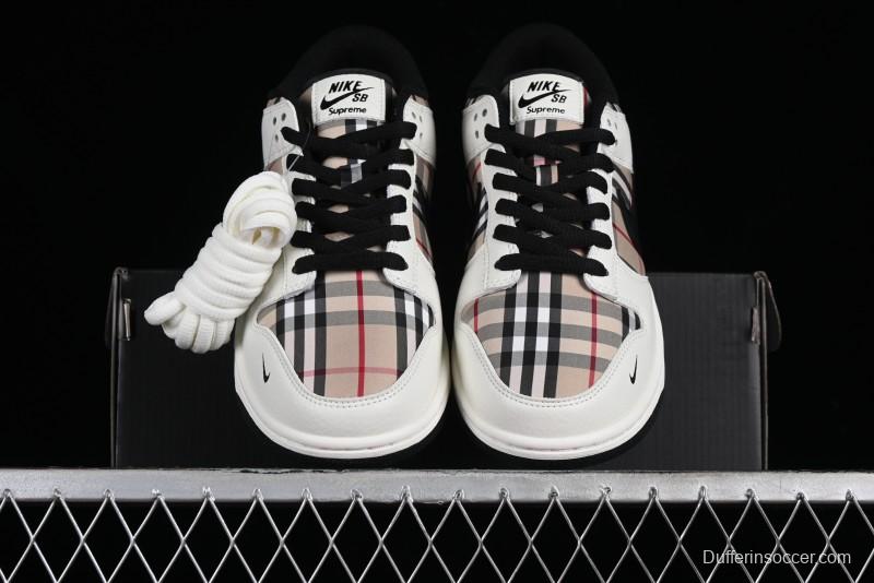 Nike Supreme SB Dunk Low Plaid Colorway Low-Top Casual Skateboarding Shoes - SP1098-051