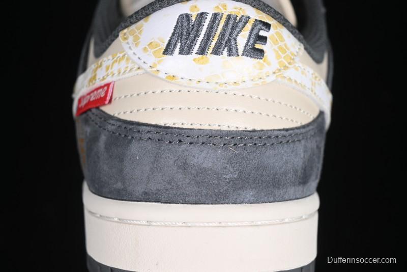 Nike SB Dunk Low Supreme Snake Year Collaboration White Hook Anniversary High-End Custom Low-Top Casual Skate Shoes - DM6868-016