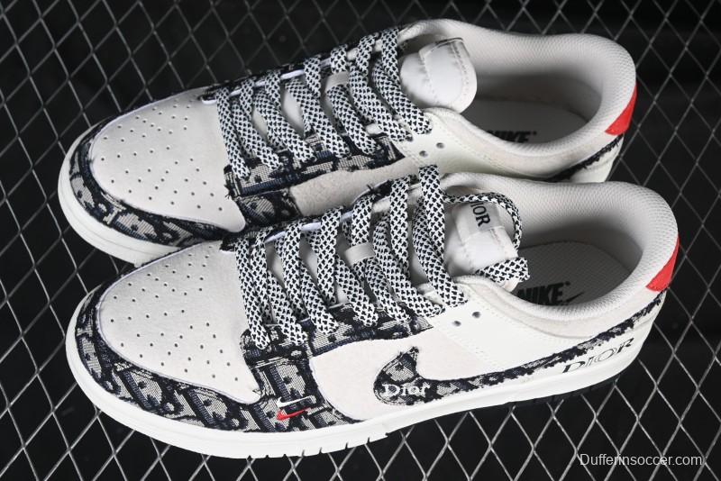 Nike SB Dunk Low Dior Collaboration Woven Black Swoosh Anniversary High-End Custom Low-Top Casual Sneakers - DJ2024-131