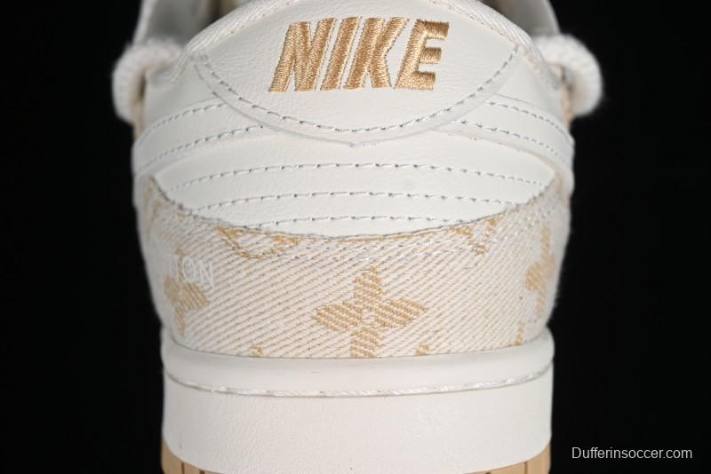 Nike SB Dunk Low LV Collaboration - Yellow Denim Print Anniversary High-End Custom Low-Top Casual Sneakers - SJ2068-247