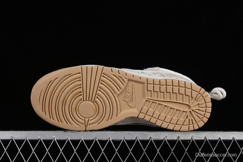 Nike SB Dunk Low LV Collaboration - Yellow Denim Print Anniversary High-End Custom Low-Top Casual Sneakers - SJ2068-247