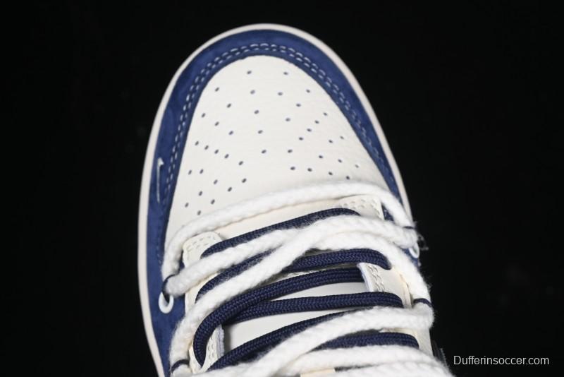 Nike SB Dunk Low Supreme Collaboration Sneakers in Gray Blue with Gray Swoosh - YX5066-260