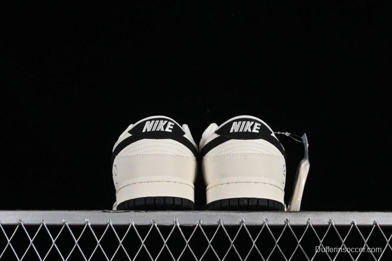 Nike SB Dunk Low Lightning Collaboration - Off White Black Colorway with Mini Swoosh Anniversary Custom Edition Low Top Casual Skate Shoes - XD1688-028