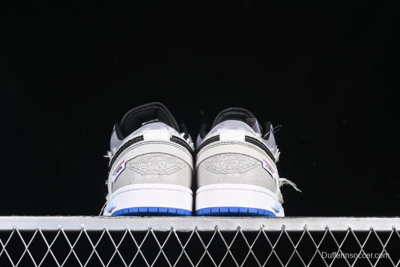 Nike Air Jordan 1 Low Retro Basketball Shoes Panda Prank Surf Fishing Overfishing Blue Brown Gray - 553558-140