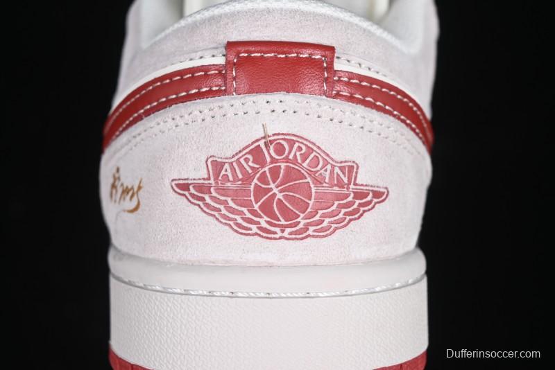 Nike Air Jordan 1 Low Retro Basketball Shoes Snake Year Limited Edition with Red Swoosh - XX3318-513