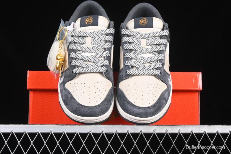 Nike SB Dunk Low Supreme Snake Year Collaboration White Hook Anniversary High-End Custom Low-Top Casual Skate Shoes - DM6868-016