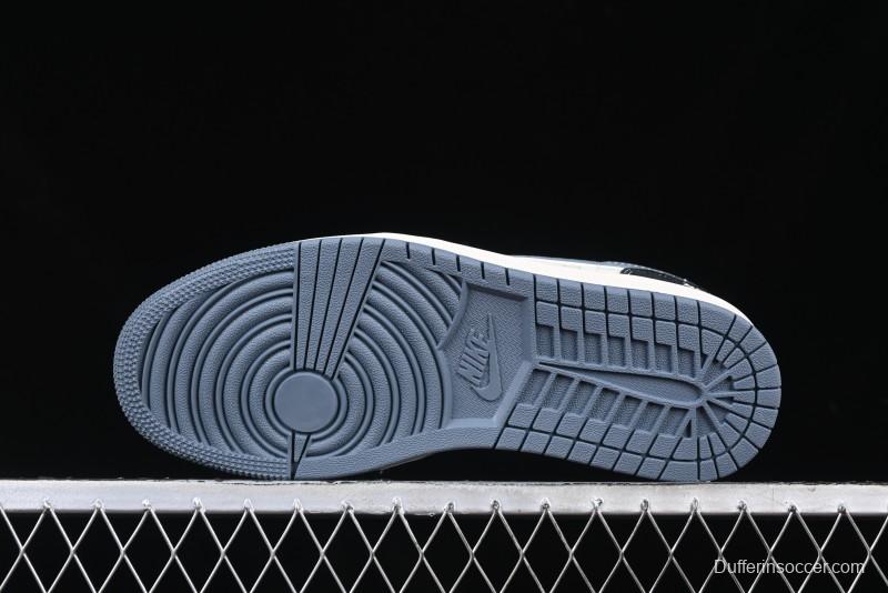 Nike Air Jordan 1 Low Stussy Collaboration - Grey Swoosh Retro Basketball Shoes - XX3318-503