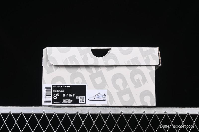 Nike Air Force 1'07 Low The North Face Collaboration - Grey Black Reflective Swoosh Casual Sneakers - DM6688-007
