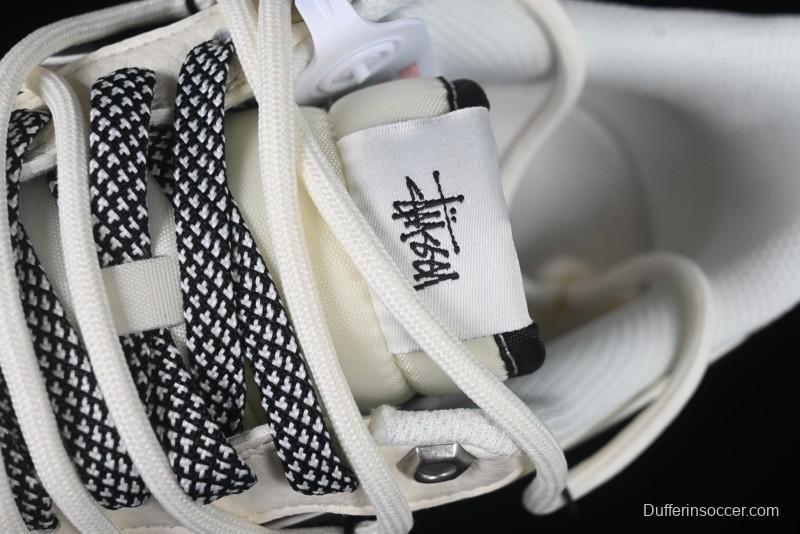 Nike Air Force 1 '07 Low Stussy Collaboration Beige Black Drawstring Casual Sneakers - SJ1198-109