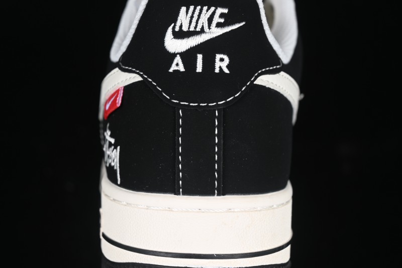 Nike Air Force 1 '07 Low Stussy Collaboration - Beige Black with Red Tab Low-Top Casual Sneakers - SJ6698-014