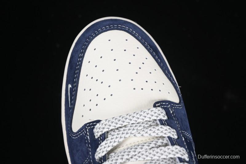 Nike SB Dunk Low Stussy Collaboration Suede Blue Anniversary Custom Low-Top Casual Sneakers - XS1086-009