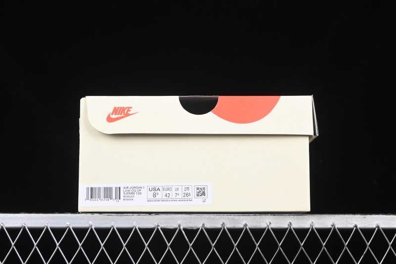 Nike Travis Scott x Fragment Design x Air Jordan 1 Low OG SP AJ1 Stussy Collaboration - Black Hook Dual-Tone Drawstring Low-Top Casual Sneakers - SJ0086-139