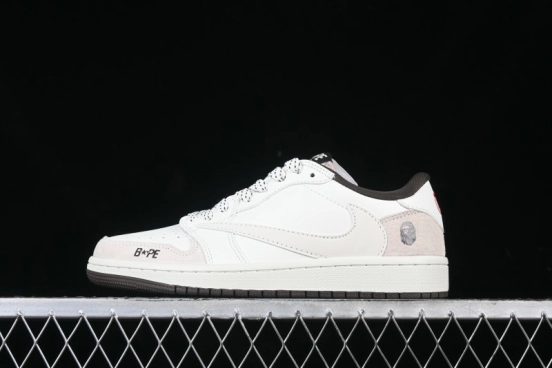 Nike Travis Scott x Fragment Design x Air Jordan 1 Low OG SP AJ1 Bape Collaboration Sneakers - AG3702-807
