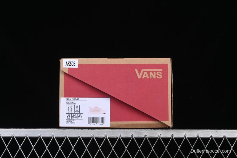 Vans Knu Skool Low-Top Retro Casual Vulcanized Sneakers in Off-White Pink - VN0009QPNK