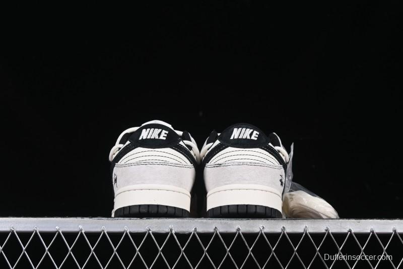 Nike SB Dunk Low Stussy Collaboration Anniversary Edition Lace-Up Beige Grey Black Swoosh Low-Top Casual Skate Shoes - YX5066-242