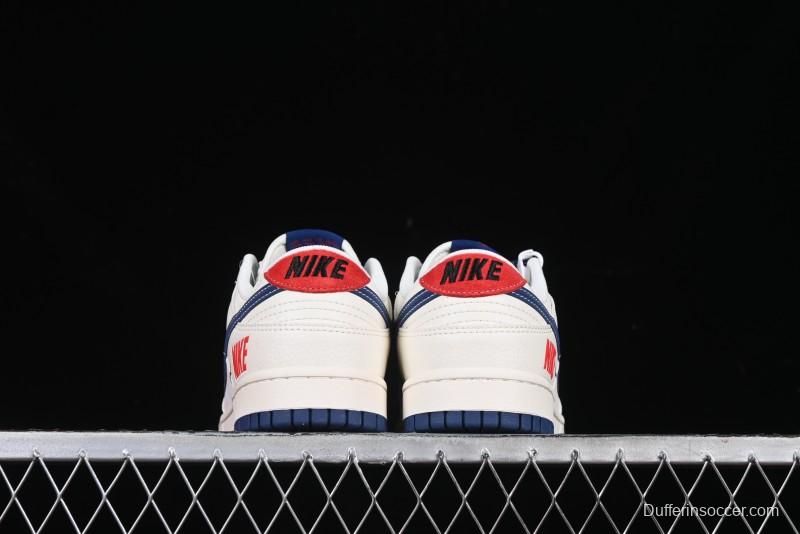 Nike SB Dunk Low Supreme Collaboration - Off-White 3D Navy Swoosh Anniversary Custom Low-Top Casual Sneakers - FC1688-204