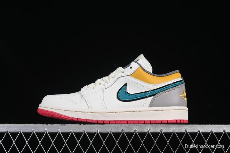 Nike Air Jordan 1 Low AJ1 Mismatched Swoosh Casual Sneakers - HV4511-133