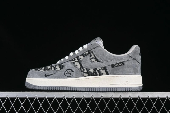 Nike Air Force 1'07 Low Dior Collaboration Grey Knit Skeleton Low-Top Casual Sneakers - KK1988-056