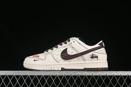 Nike SB Dunk Low Stussy Collaboration Double Red Line Anniversary Custom Low-Top Skate Shoes - XS6089-536