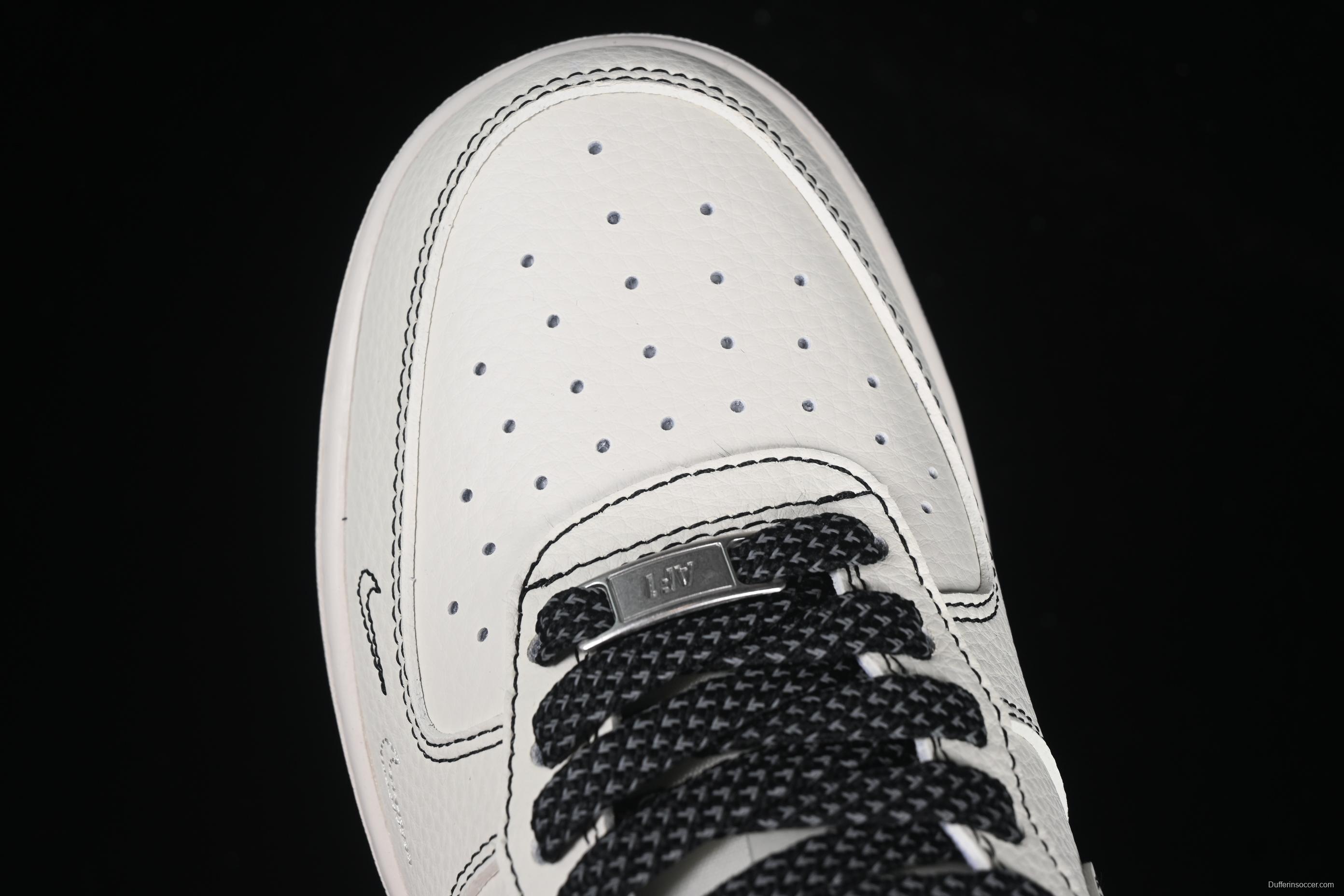 Nike Air Force 1 '07 Low Stussy Collaboration Black Swoosh Casual Sneakers - HH7518-062