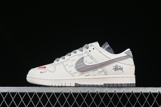 Nike SB Dunk Low Stussy Anniversary Customized Low-Top Casual Skate Shoes with Stripe Swoosh - XS6089-535