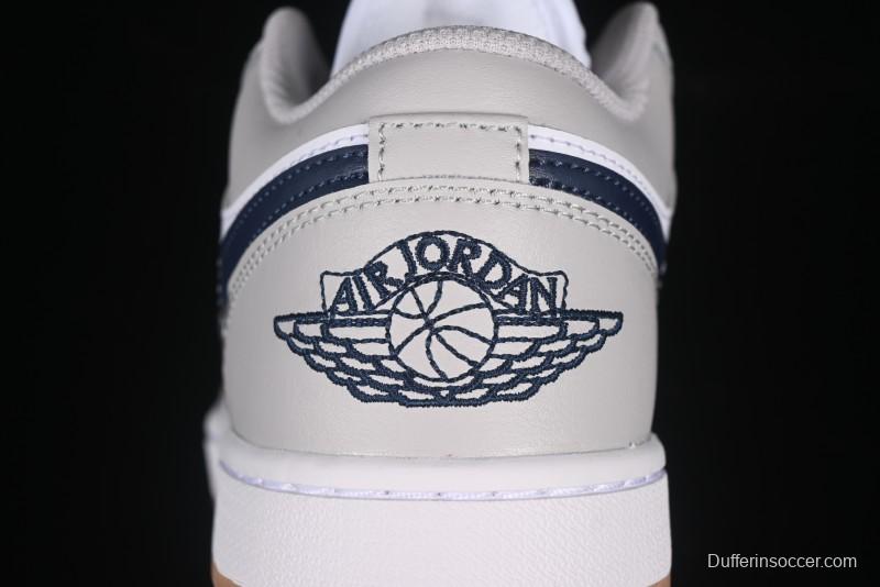 Nike Air Jordan 1 Low AJ1 Casual Sneakers with Blue Swoosh - 553558-146
