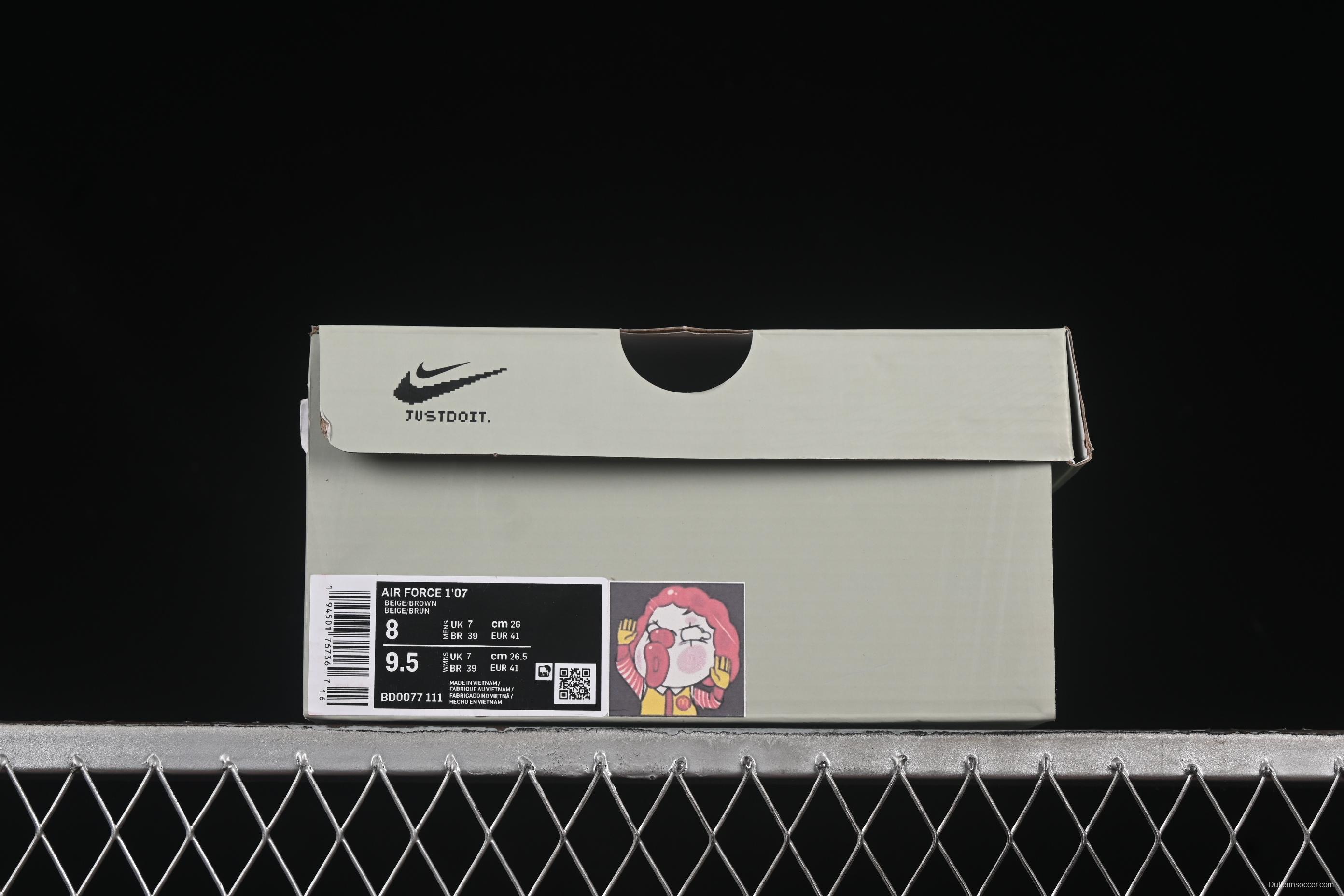 Nike Air Force 1'07 Low Casual Sneakers with McDonald's Collaboration Design - BD0077-111