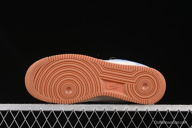 Nike Air Force 1 '07 Low Supreme Collaboration Blue Swoosh Gum Sole Casual Sneakers - XS1958-547