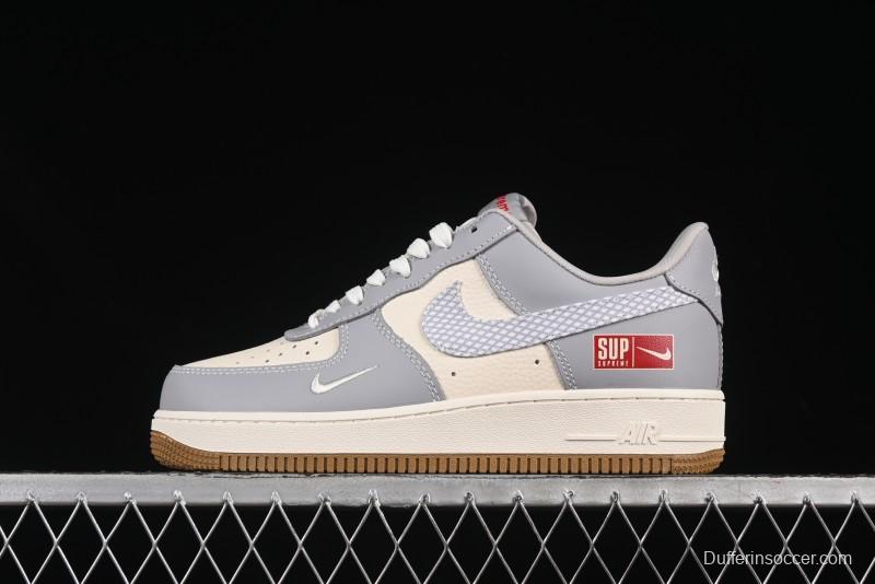 Nike Air Force 1 '07 Low Supreme Collaboration Light Grey Gum Casual Sneakers - KK1988-075