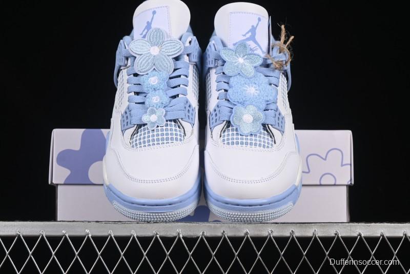 Nike Air Jordan 4 Retro "Forget Me Not" Mothers Day Sneakers with Floral Accents - HV0823-100
