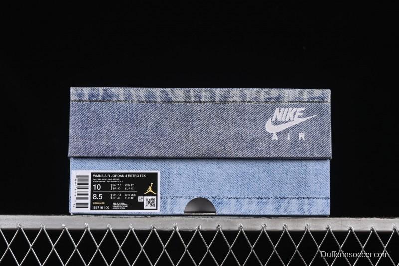 Nike Air Jordan 4 Retro Denim "Worn Blue" Sneakers with Distressed Wash Finish - IB6716-100