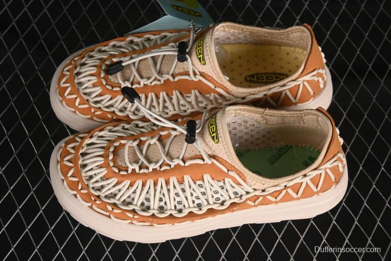 Keen Uneek Flat-M Woven Elastic Outdoor Sandals for Hiking and Water Activities - 1014097 Brown