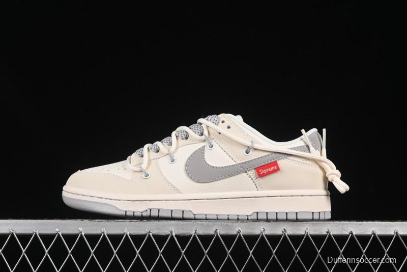 Nike SB Dunk Low Sup Anniversary Customized Low-Top Casual Skate Shoes with Strap and Grey Swoosh - DM6868-091