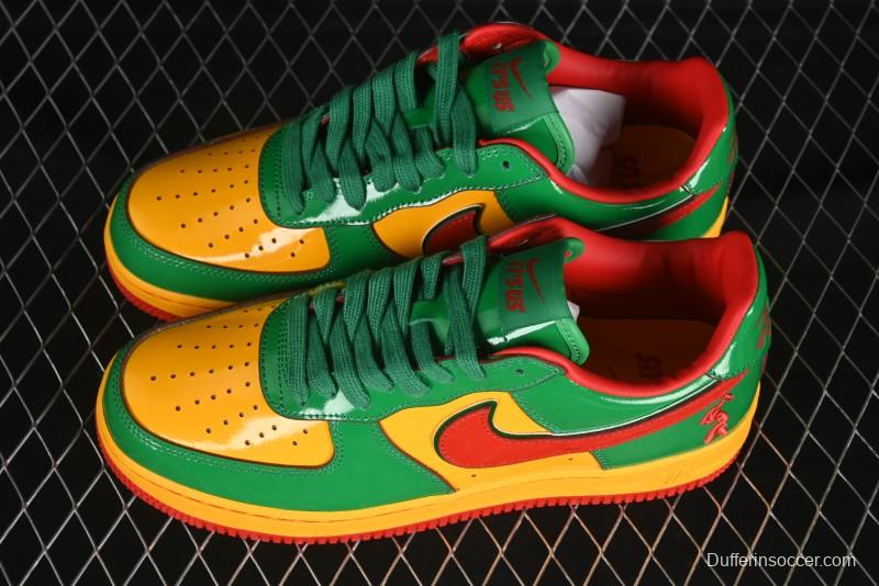 Nike Air Force 1'07 Low Lil Yachty Collaboration Casual Sneakers with Patent Leather and Multicolor Design - IH4383-300