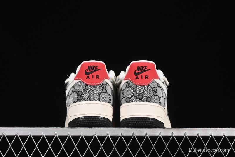 Nike Air Force 1'07 Low Gucci Collaboration Grey Pattern Drawstring Casual Sneakers - YX5066-319