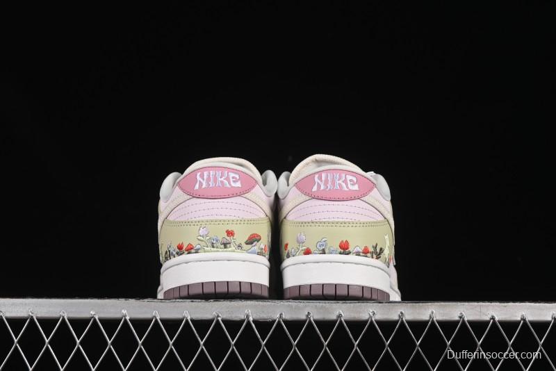 Nike Dunk Low Mushroom Floral-Themed Low-Top Casual Skate Shoes - IB8876-661